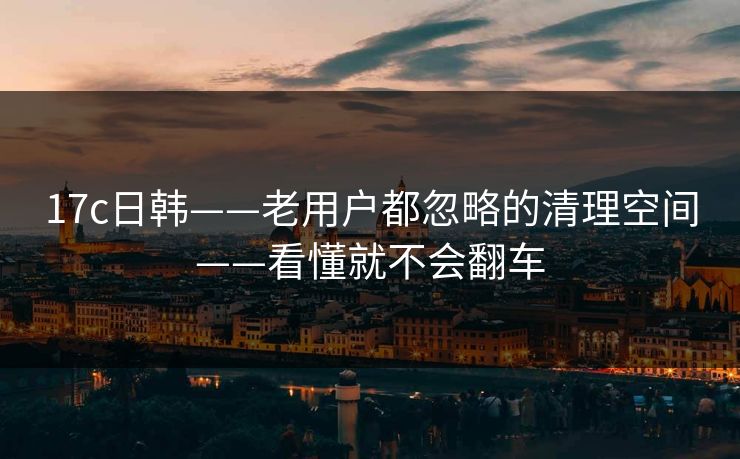 17c日韩——老用户都忽略的清理空间——看懂就不会翻车