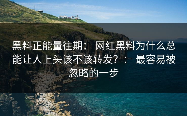 黑料正能量往期： 网红黑料为什么总能让人上头该不该转发？： 最容易被忽略的一步