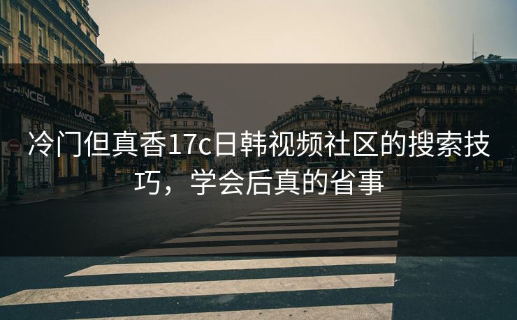 冷门但真香17c日韩视频社区的搜索技巧，学会后真的省事
