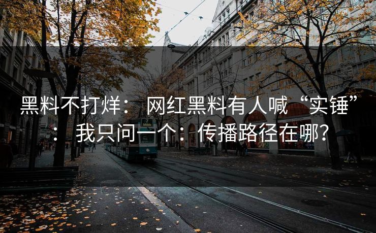 黑料不打烊: 网红黑料有人喊“实锤”: 我只问一个:传播路径在哪? 黑料不打烊: 网红黑料有人喊“实锤”: 我只问一个:传播路径在哪?